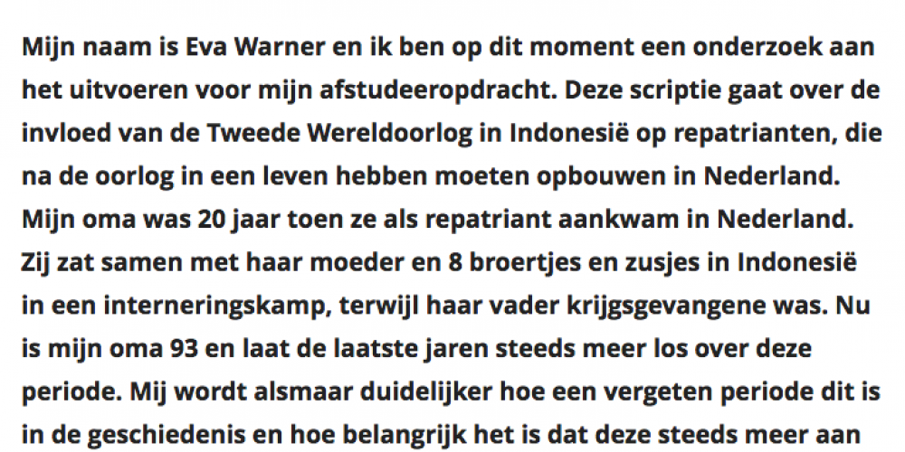 Hulp gezocht voor onderzoek afstuderen invloed WOII Indonesië